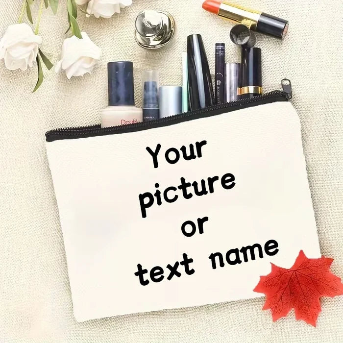 Personalised Canvas Makeup Bag — Custom Name, Logo or Image