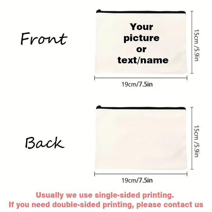 Personalised Canvas Makeup Bag — Custom Name, Logo or Image