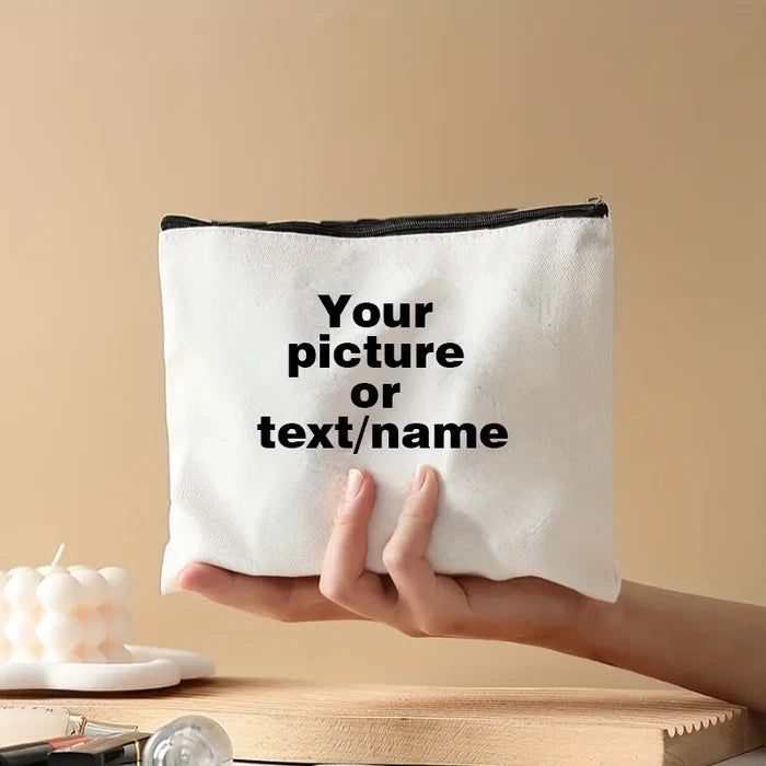 Personalised Canvas Makeup Bag — Custom Name, Logo or Image
