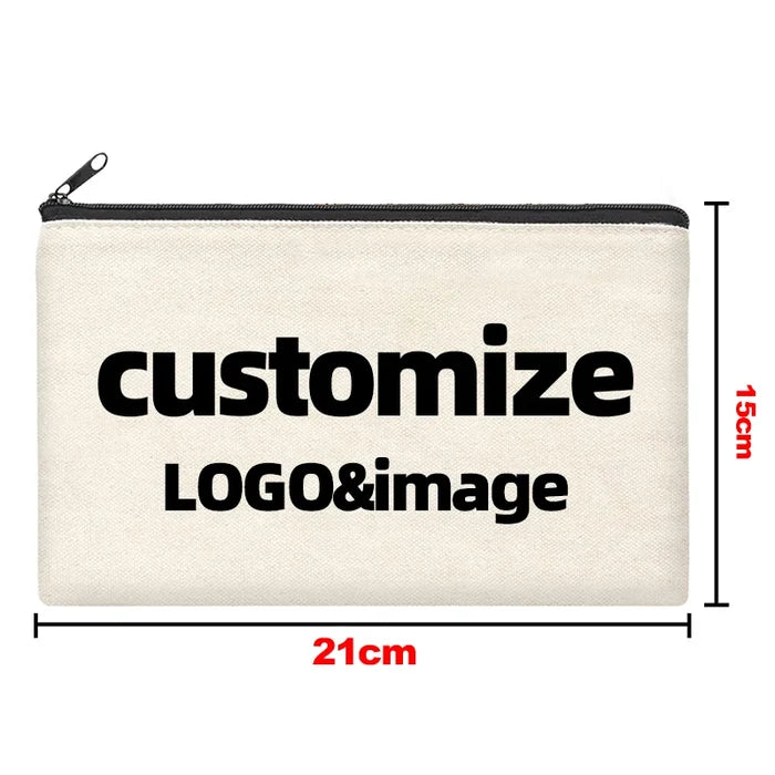 Personalised Canvas Makeup Bag — Custom Name, Logo or Image
