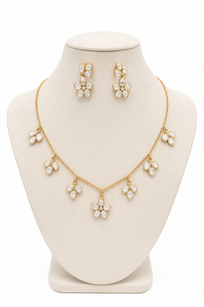 Petal Glint Dainty Moissanite Set - Pabeena