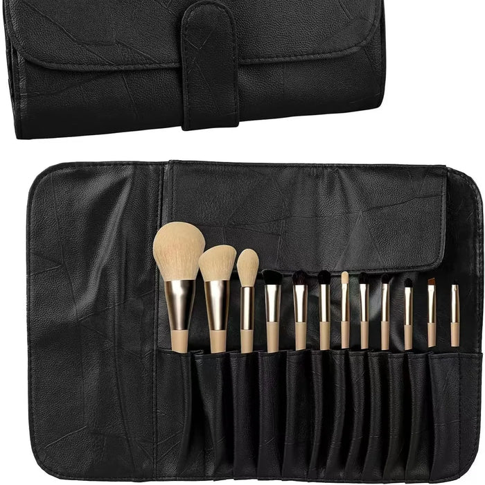 Premium PU Makeup Brush Travel Case — Holds Up to 12 Brushes