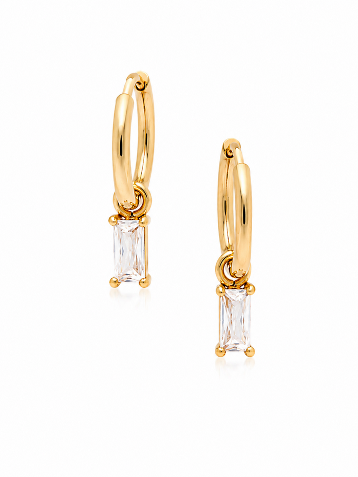 Prism Hoop Earrings – Gold Plated Geometric Zircon Drop Earrings – Pabeena