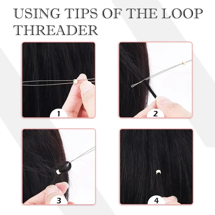 Professional Hair Extension Kit with Beads,Pliers, Pulling Hook, Threads, Needle - Metal Tools for All Hair Types