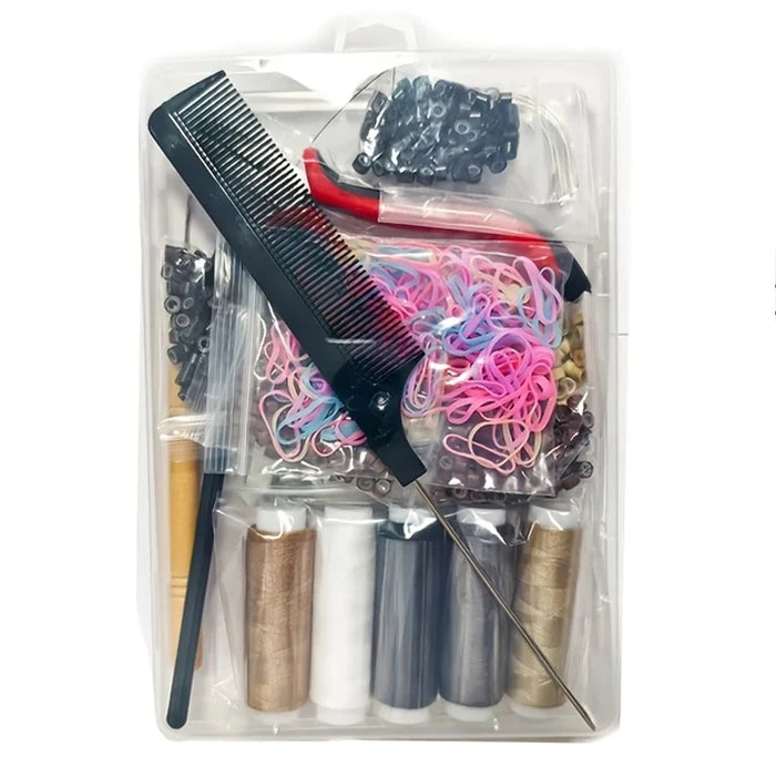 Professional Hair Extension Kit with Beads,Pliers, Pulling Hook, Threads, Needle - Metal Tools for All Hair Types