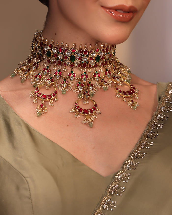 Rajvanta Regal Polki Choker Set - Pabeena