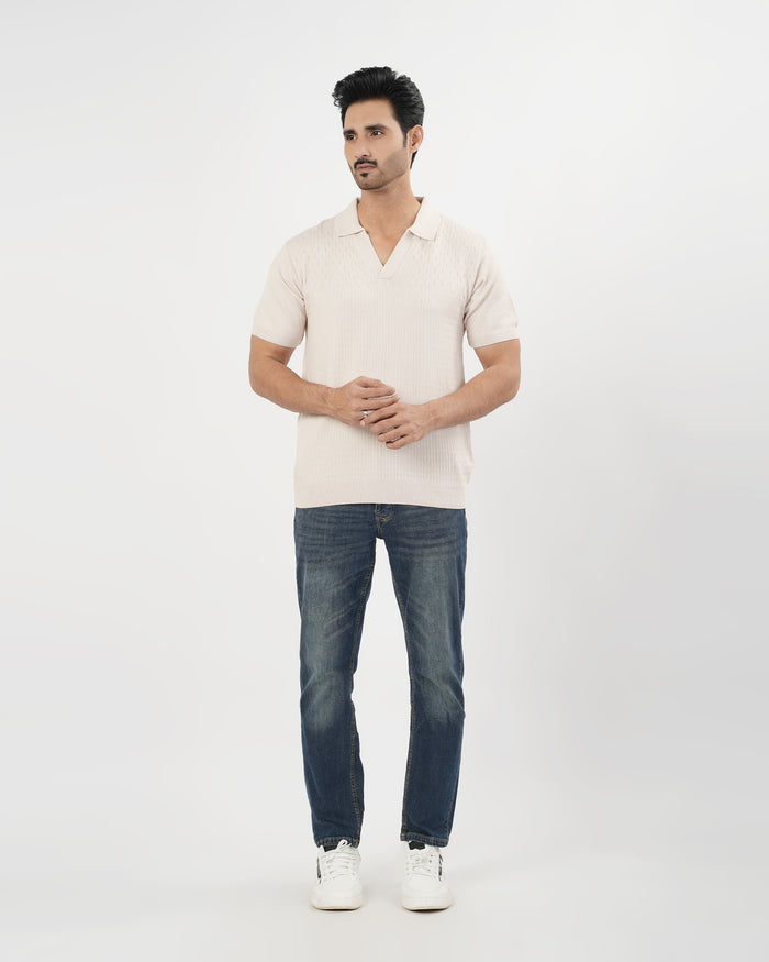 Regular Solid Sweater Knit Polo T-Shirt