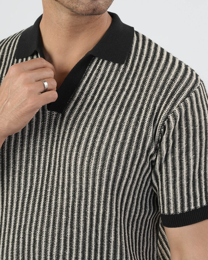 Regular Solid Sweater Knit Polo T-Shirt