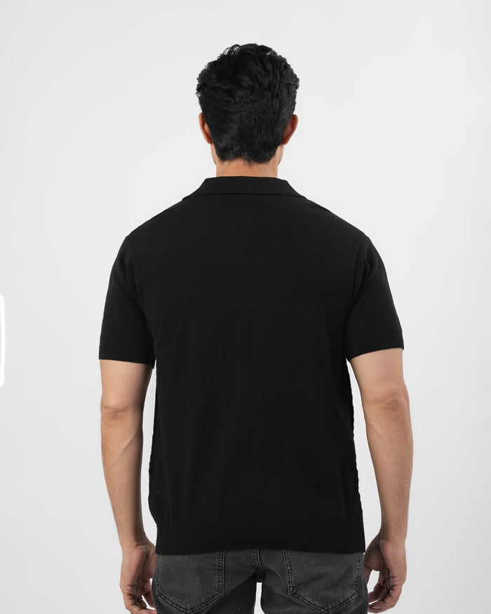 Regular Solid Sweater Knit Polo T-Shirt