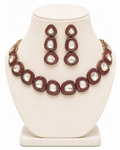 Rosé Luxe Moissanite Necklace Set – Pink Stone Bridal Jewellery for Women – Pabeena
