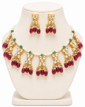 Rouge Nizam Pearl & Kundan Necklace Set – Maroon Bridal Jewellery – Pabeena
