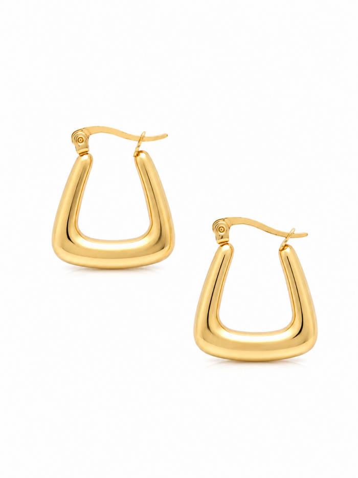 Sculpt Hoop Earrings – Gold Plated Chunky Hoops for Women – Pabeena
