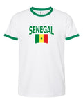 Senegal Soccer Ringer Tee 2026 — Classic Name & Flag | NYC Factory - white_green