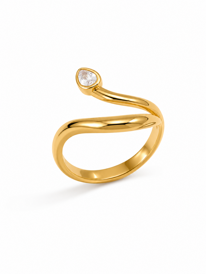 Serpentina Grace Ring – Gold Plated Snake Adjustable Ring for Women – Pabeena