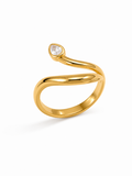 Serpentina Grace Ring – Gold Plated Snake Adjustable Ring for Women – Pabeena
