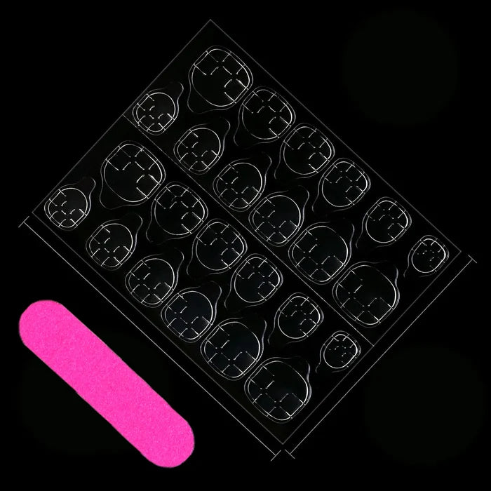 Short French Press-On Nails Set | 24pcs Minimalist False Nails with Jelly Glue & Nail File
