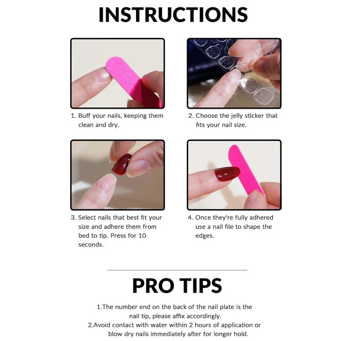 Short French Press-On Nails Set | 24pcs Minimalist False Nails with Jelly Glue & Nail File