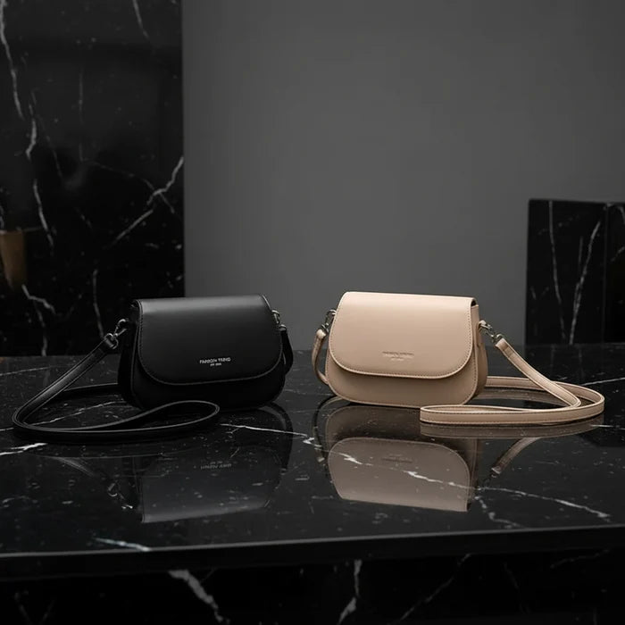 Simple Solid Colour Saddle Shoulder Bag Crossbody Bag