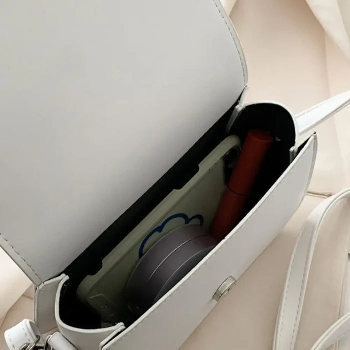 Simple Solid Colour Saddle Shoulder Bag Crossbody Bag