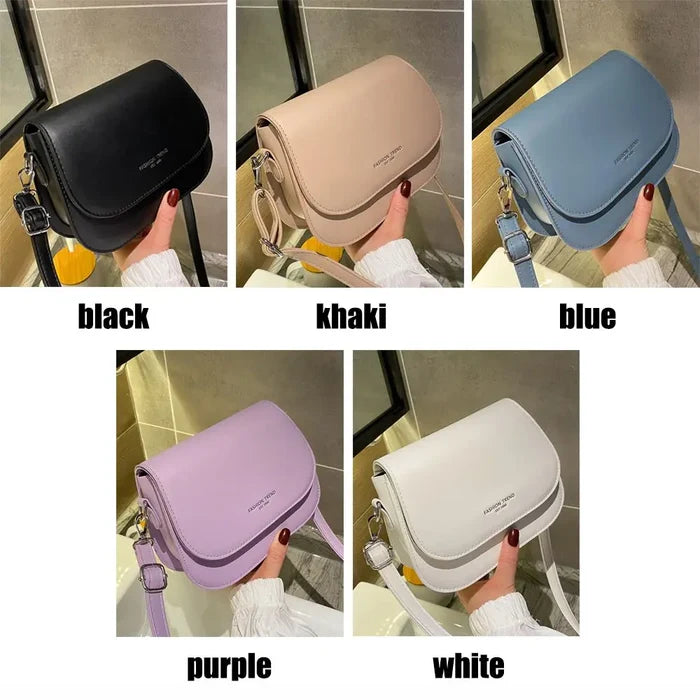 Simple Solid Colour Saddle Shoulder Bag Crossbody Bag