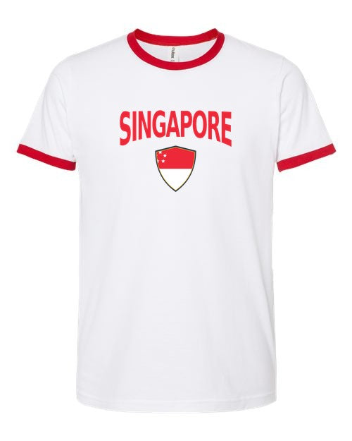 Singapore Arched Crest Soccer Ringer Tee — NYC Factory