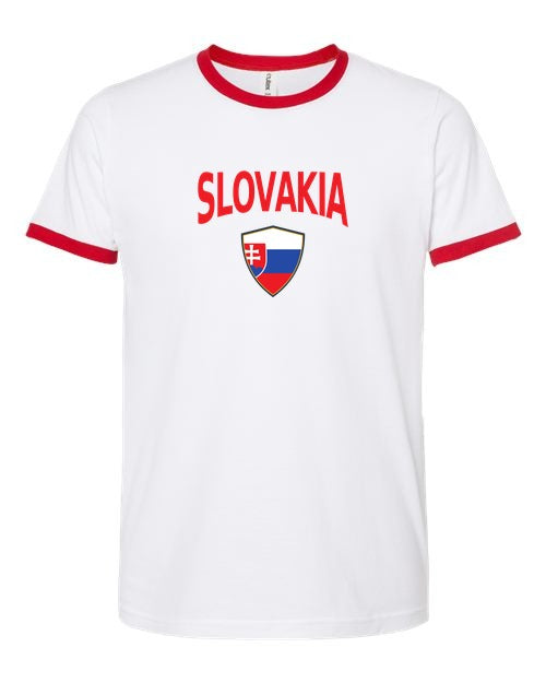 Slovakia Arched Crest Soccer Ringer Tee — NYC Factory