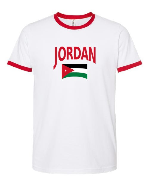 Jordan Soccer Ringer Tee 2026 — Classic Name & Flag | NYC Factory - NYC Factory