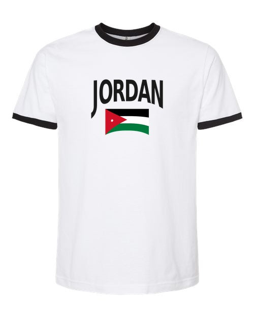 Jordan Soccer Ringer Tee 2026 — Classic Name & Flag | NYC Factory - NYC Factory