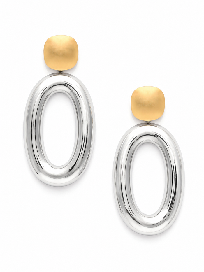Sol & Silver Drop Earrings – Two Tone Gold Silver Drop Earrings – Pabeena