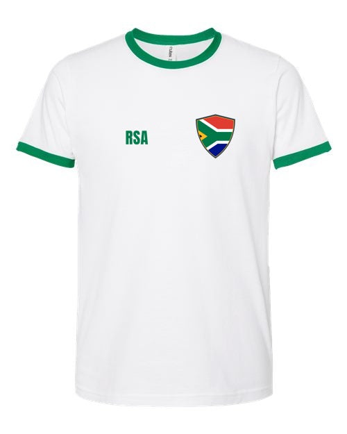 South Africa Soccer Ringer Tee 2026 — Retro National Crest | NYC Factory