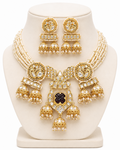 Sovereign Shine Pearl Temple Jewellery Set – Traditional Bridal Necklace – Pabeena