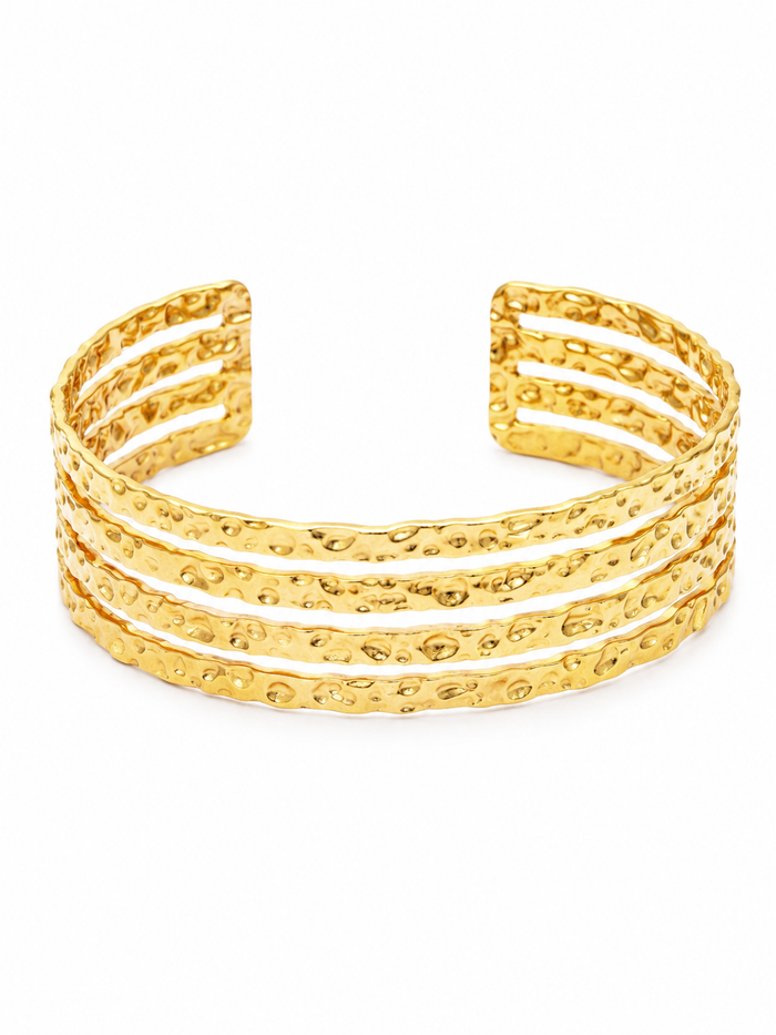 Stacked Bracelet – Gold Plated Open C-Shape Bangle for Women – Pabeena