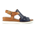 Steffi Navy Leather Wedge Sandal