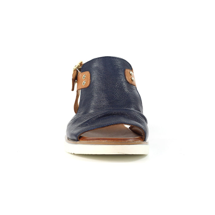 Steffi Navy Leather Wedge Sandal