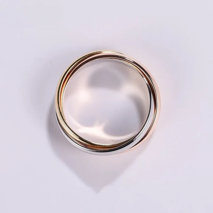 Sterling Silver Rose Gold Three-Color Internet Ring Fashionable Multi- Toned Band