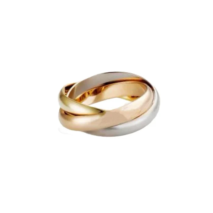 Sterling Silver Rose Gold Three-Color Internet Ring Fashionable Multi- Toned Band