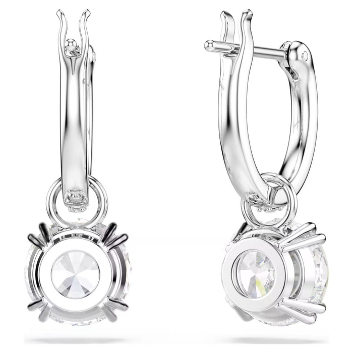 Stilla drop earrings Round cut, White, Rhodium plated