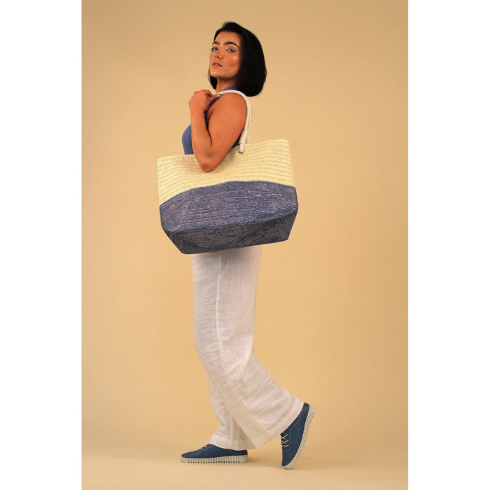 Surie Multi Blue Two Tone Beach Bag