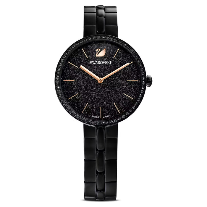 Swarovski 5547646 Cosmopolitan Quartz Watch – Black Dial, Stainless Steel Bracelet, Swiss Made