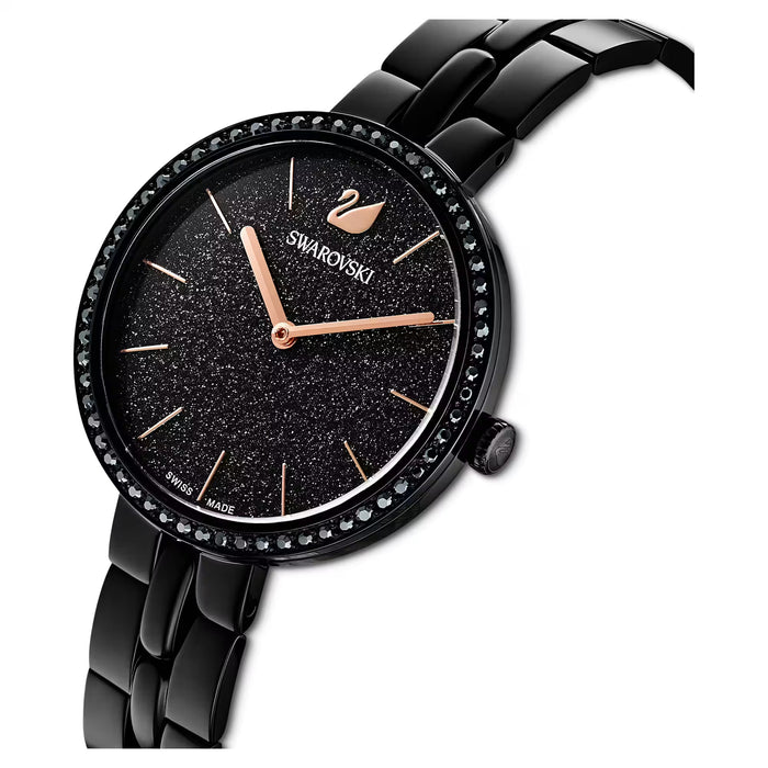 Swarovski 5547646 Cosmopolitan Quartz Watch – Black Dial, Stainless Steel Bracelet, Swiss Made