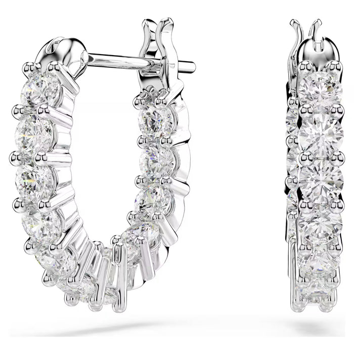 Swarovski 5562126 Vittore Mini Hoop Earrings – White Crystals, Rhodium Plated