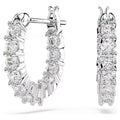 Swarovski 5562126 Vittore Mini Hoop Earrings – White Crystals, Rhodium Plated