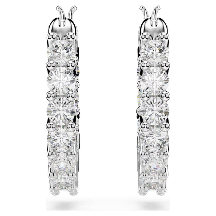Swarovski 5562126 Vittore Mini Hoop Earrings – White Crystals, Rhodium Plated