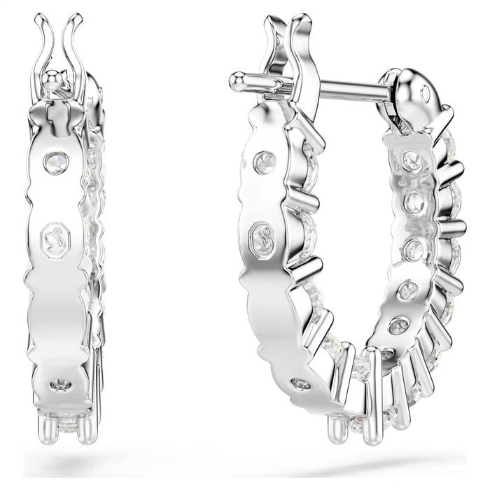 Swarovski 5562126 Vittore Mini Hoop Earrings – White Crystals, Rhodium Plated