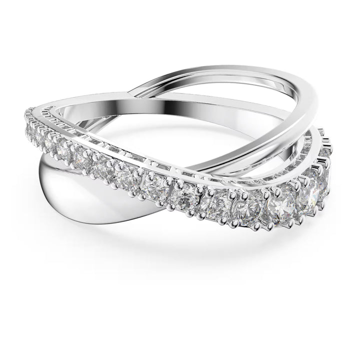 Swarovski 5563911 Hyperbola Twist Ring – White Crystals, Rhodium Plated