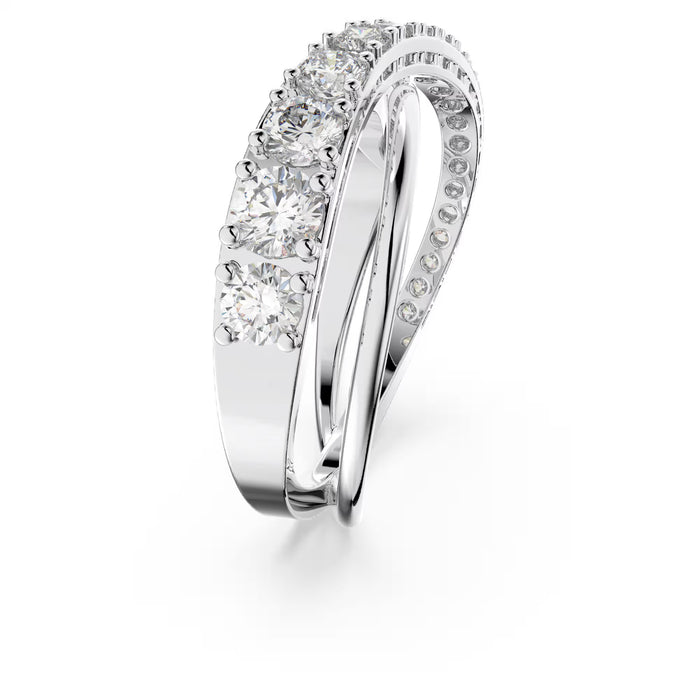 Swarovski 5563911 Hyperbola Twist Ring – White Crystals, Rhodium Plated