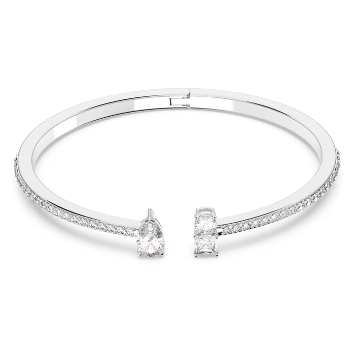 Swarovski 5572664 Mesmera Attract Cuff Bracelet – Rhodium Plated, Mixed Cut White Crystals