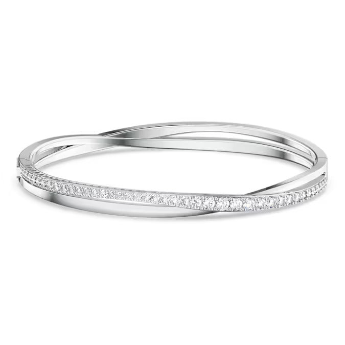 Swarovski 5572726 Twist Bangle – Rhodium Plated, White Crystals