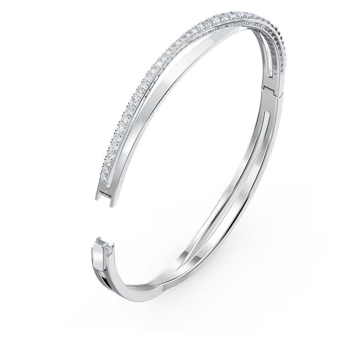 Swarovski 5572726 Twist Bangle – Rhodium Plated, White Crystals