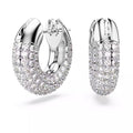 Swarovski 5618306 Dextera Hoop Earrings – Small White Crystals, Rhodium Plated